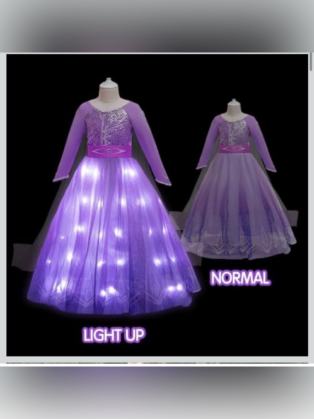 Purple light up princess dress size 3 4 for dress up or halloween costume